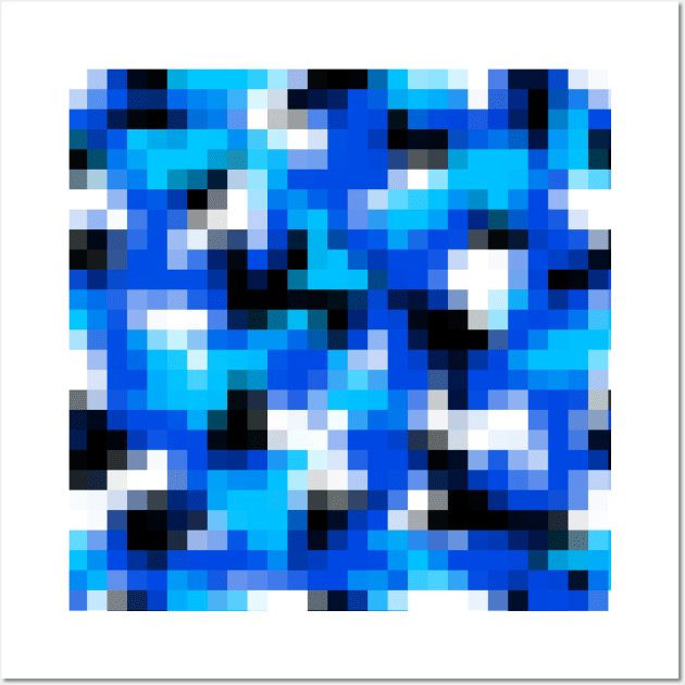 Pixelated Marine Blue Camouflage Design Wall Art by DankFutura